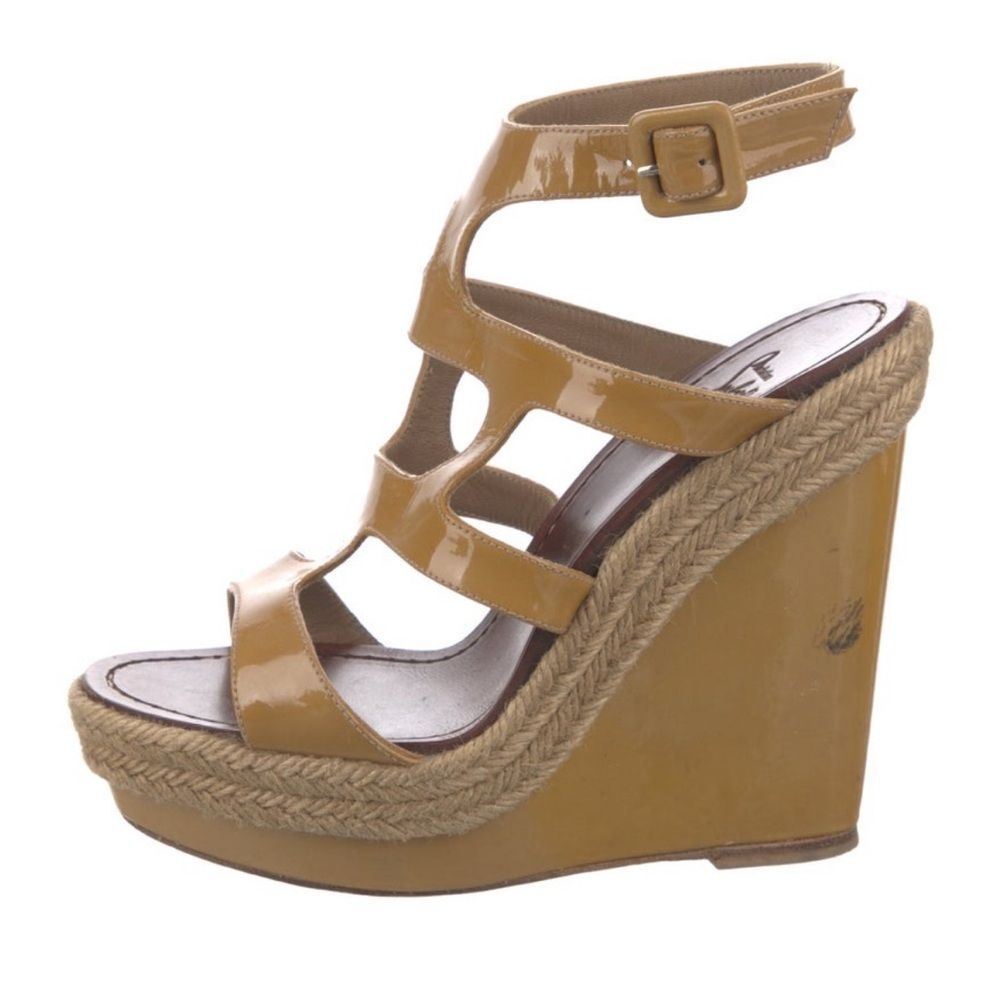 Authentic Christian Louboutin Patent Leather Gladiator Platform Sandals Size 6